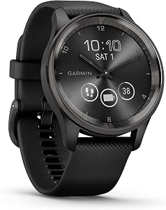 Garmin vívomove® Trend, Stylish Hybrid Smartwatch, Long-Lasting Battery Life, Dynamic Watch Hands and Touchscreen Display, Black