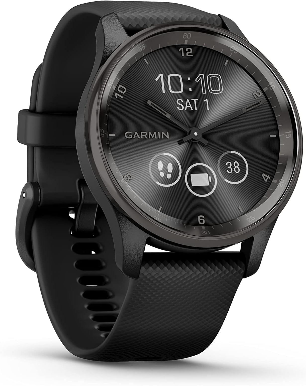 Garmin vívomove Trend, Stylish Hybrid Smartwatch, Long-Lasting Battery Life, Dynamic Watch Hands and Touchscreen Display, Black
