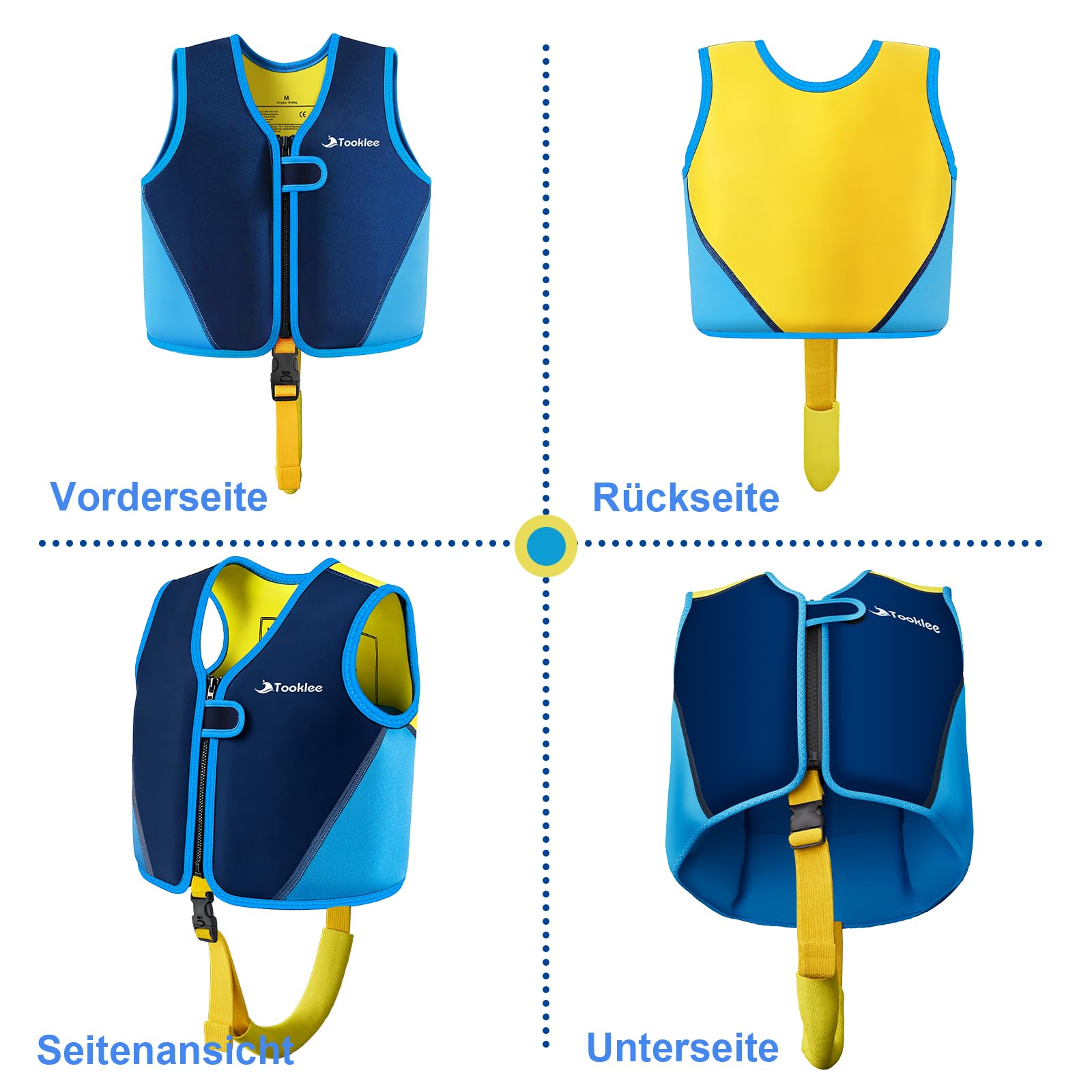 Schwimmweste Kinder TÜV-geprüft, Neopren Schwimmhilfe Kinder, Verstellbar, Leicht und Komfortabel, Unterstützt Schwimmtraining, Schwimmweste Baby ab 1 Jahr für Jungen und Mädchen-01A