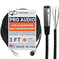 Vista 8 de Custom Cable Connection Micrófono equilibrado Pro-Audio XLR de 3 pies hembra a romo - Cable de instalación blindado económico de 18 AWG