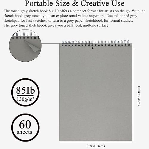 Miniatura 220 de Cuaderno de bocetos de 9 x 12 pulgadas, bloc de bocetos con espiral superior, paquete de 1 bloc de 100 hojas (68 libras/3.53 oz/m² - 100 g/m2)