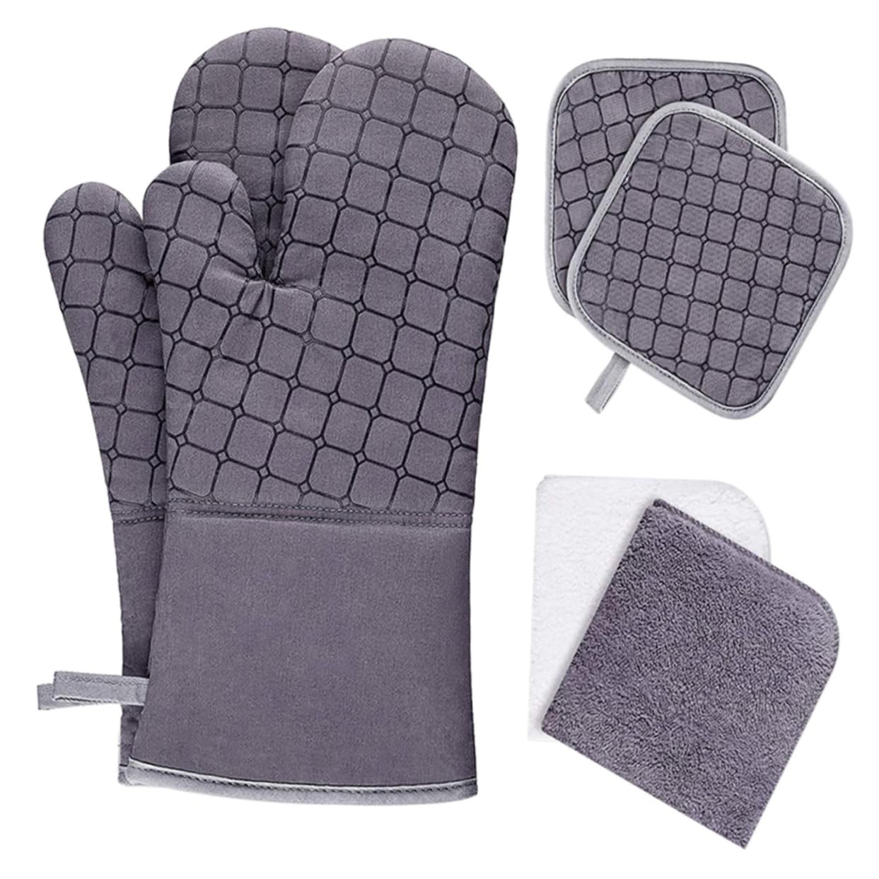 Alipis Ofenhandschuhe Hitzebeständig für Mikrowelle und Backofen Küche Zubehör mit Aufhängeöse für Sicheres Greifen von Heißen Speisen und Tiegeln