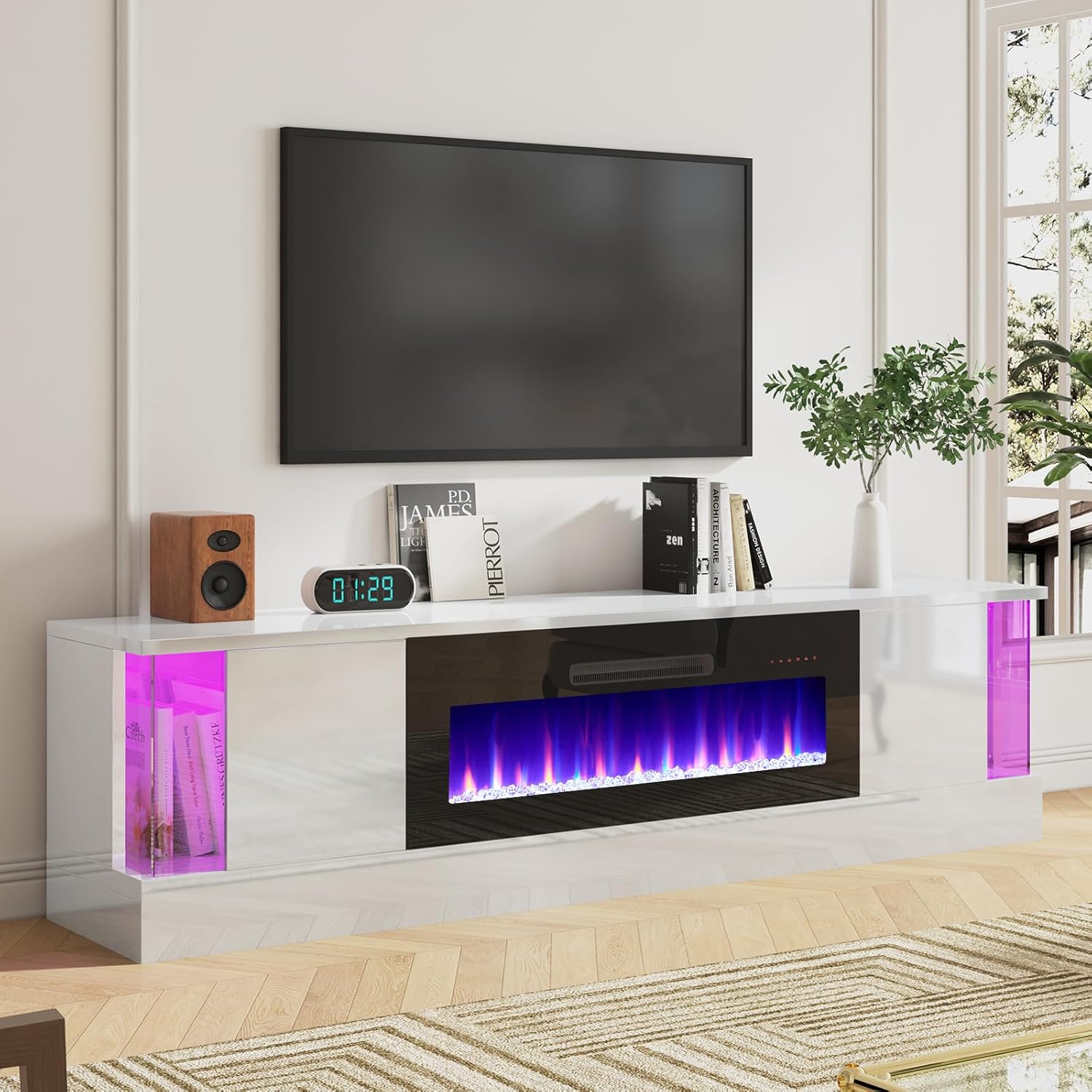 Amazon.com: LUXOAK 70" Fireplace TV Stand with 36" Electric Fireplace ...