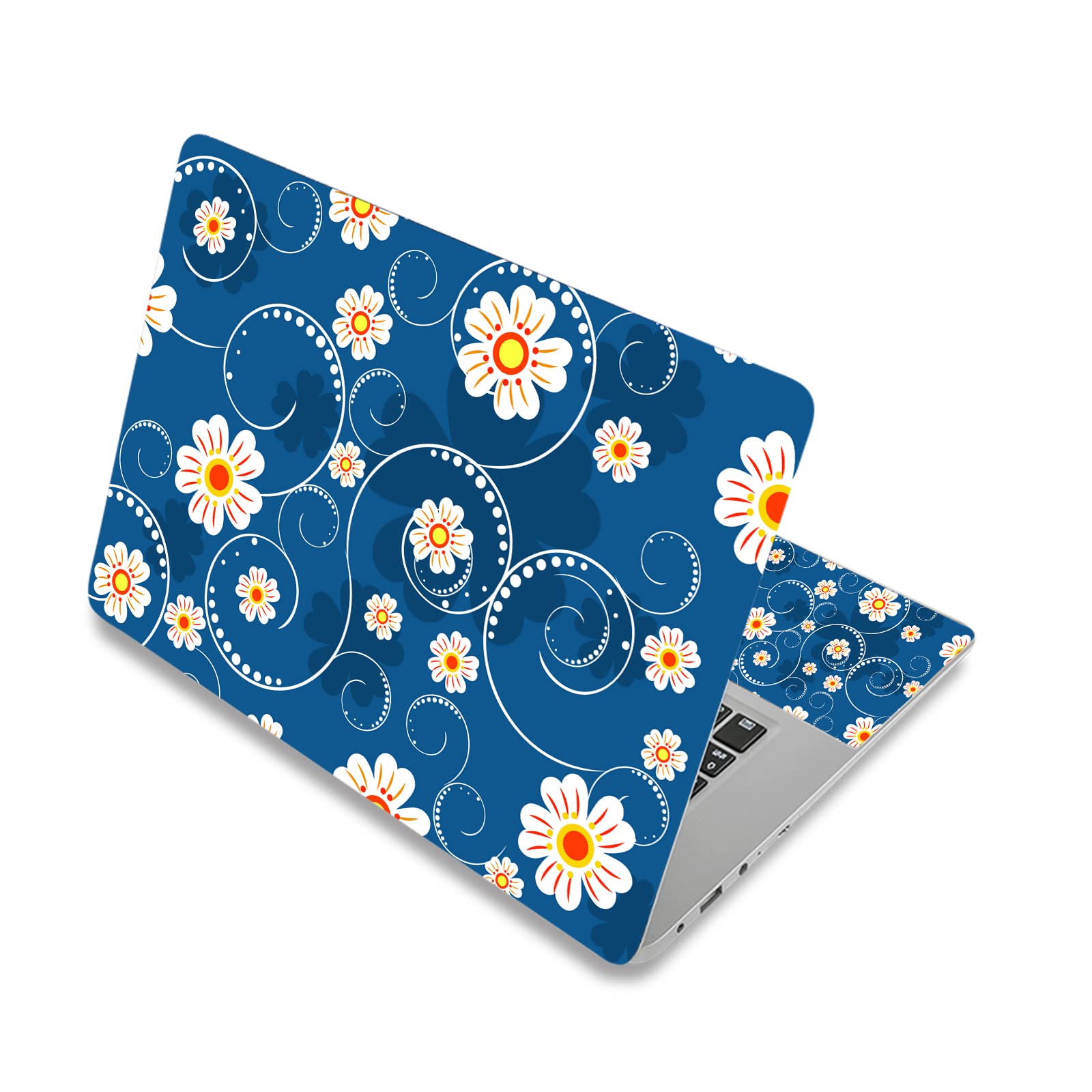 Laptop Skin Sticker Decal,13" 13.3" 14" 15" 15.4" 15.6 inch Laptop Vinyl Skin Sticker Cover Art Protector Notebook PC (Free 2 Wrist Pad Included), Decorative Waterproof Removable (Beautiful Flowers)