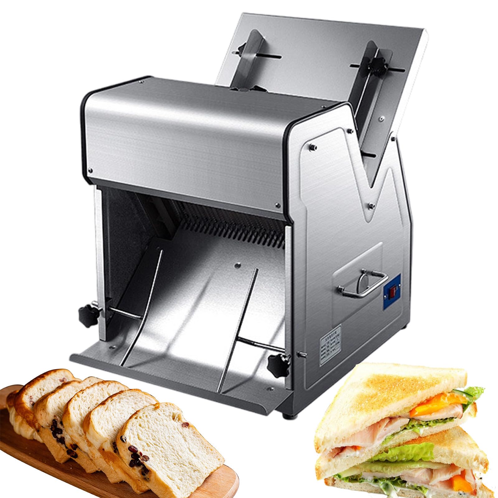RUODATONLY Bread Cutting Machine, 370W Bread Slicing Machine, Countertop Bread Cutter Machine for 12mm Slice Thickness, slicing toast, bread, vegetables, and ham