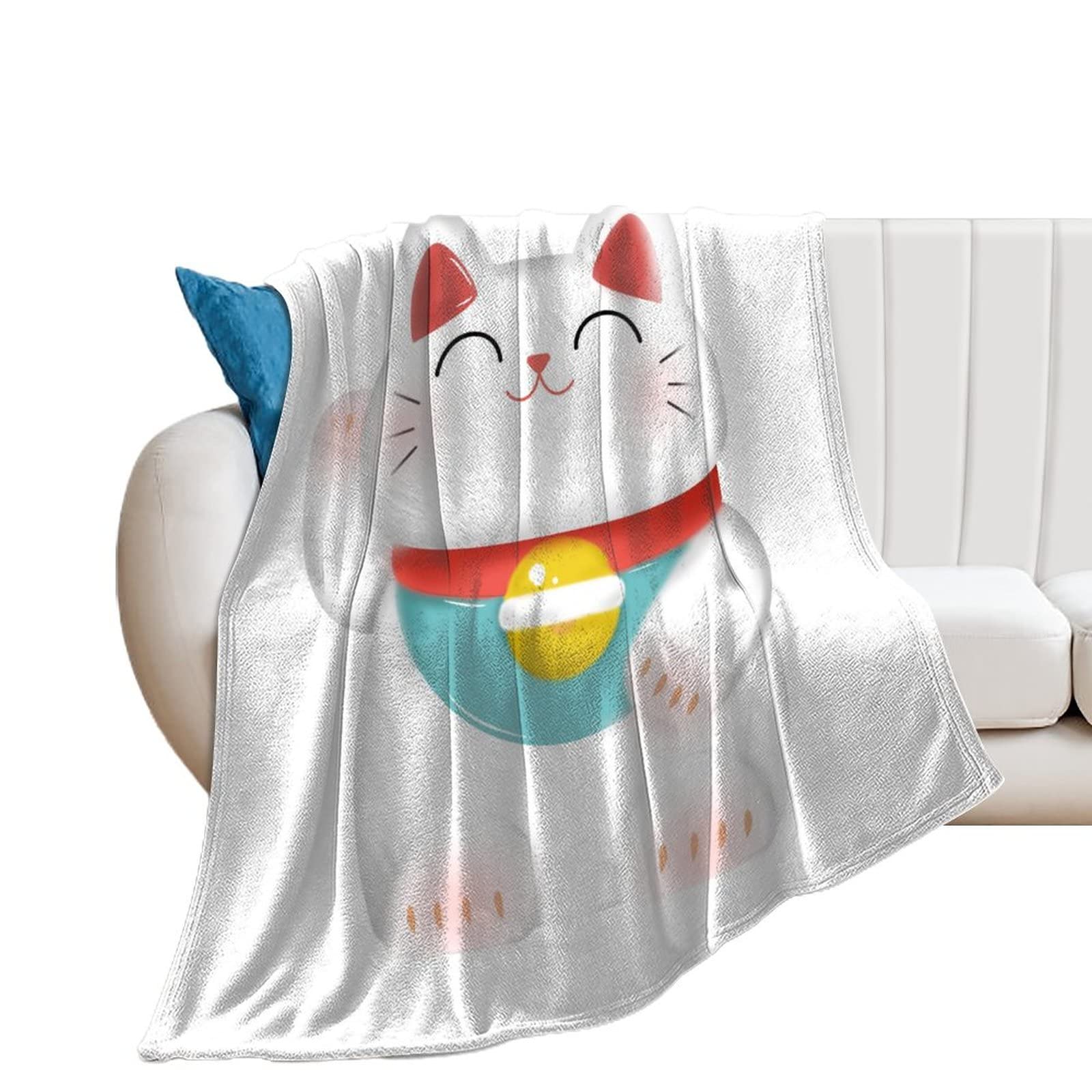 Couverture polaire chat mignon idée cadeau douce et chaude pour anniversaire lit et canapé