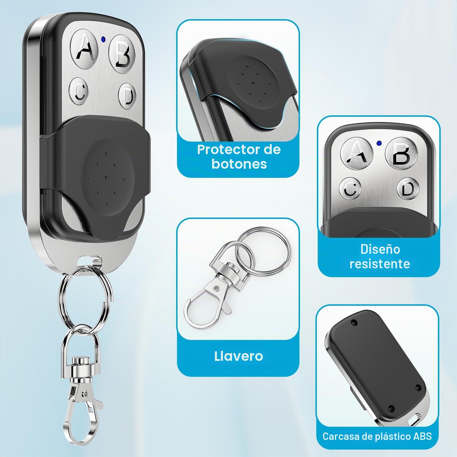 3Pcs Mando Garaje Universal 433Mhz, Mando a Distancia Clonador Puerta Garaje Codigo Fijo, Duplicador de Mandos de Garaje, Control Remoto Inalámbrico Automático para Puerta de Garaje