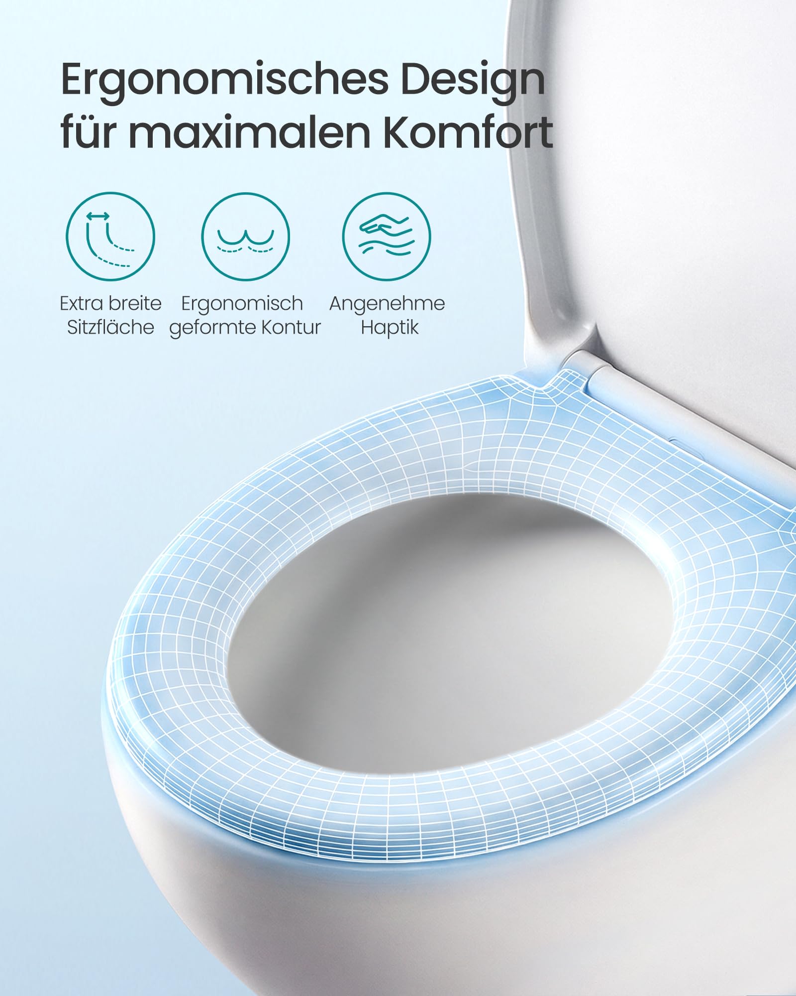 SONGMICS Toilettendeckel O-Form, WC-Sitz mit Absenkautomatik, Griff, Toilettensitz schnell abnehmbar, Klodeckel einfache Montage, WC-Deckel Urea-Duroplast, bis 300 kg belastbar, weiß BTL101WZ01