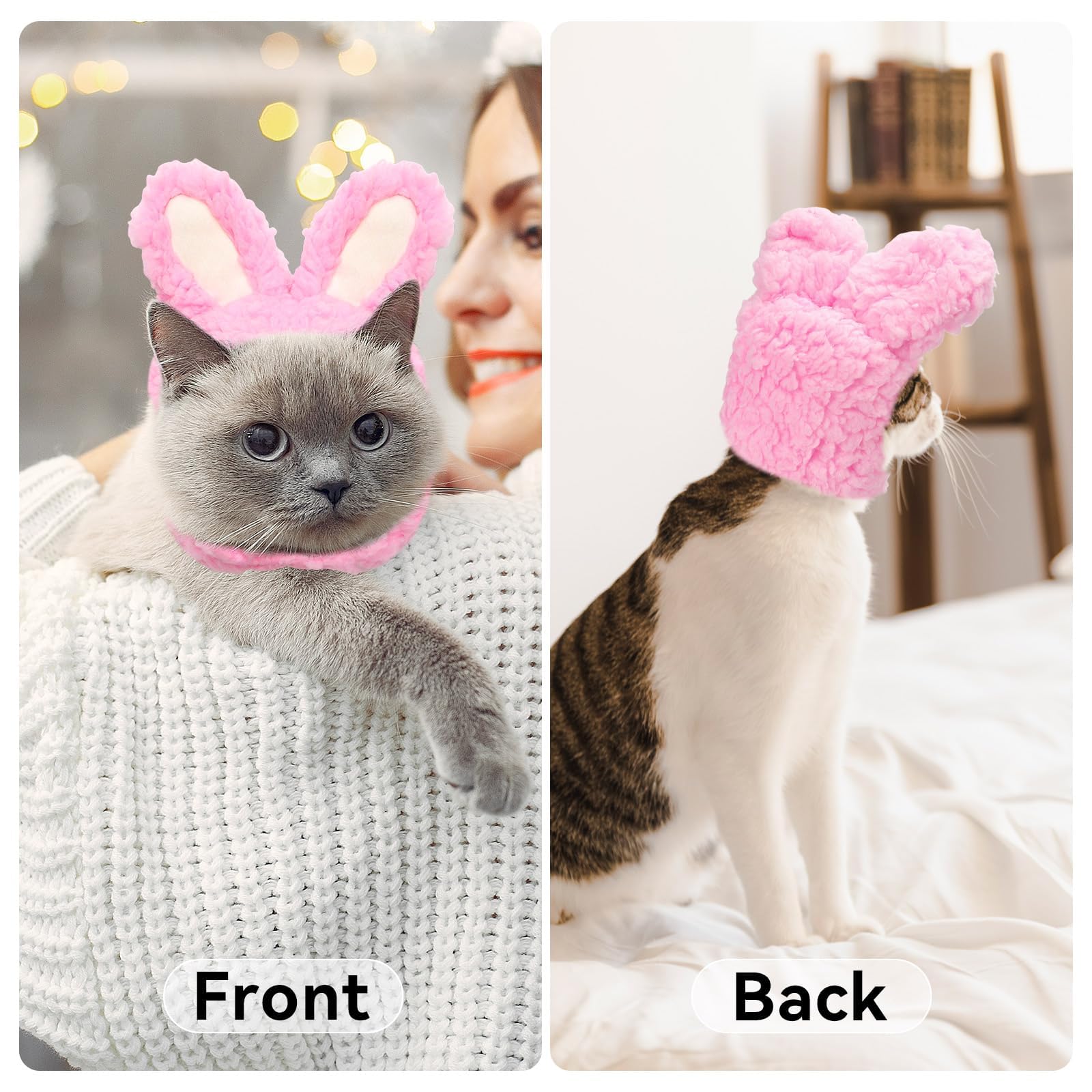 Disfraz de Gato Orejas de Conejo, Gorro para Mascotas Pascua, Apto para Gatos y Perros Pequeños (Rosa)