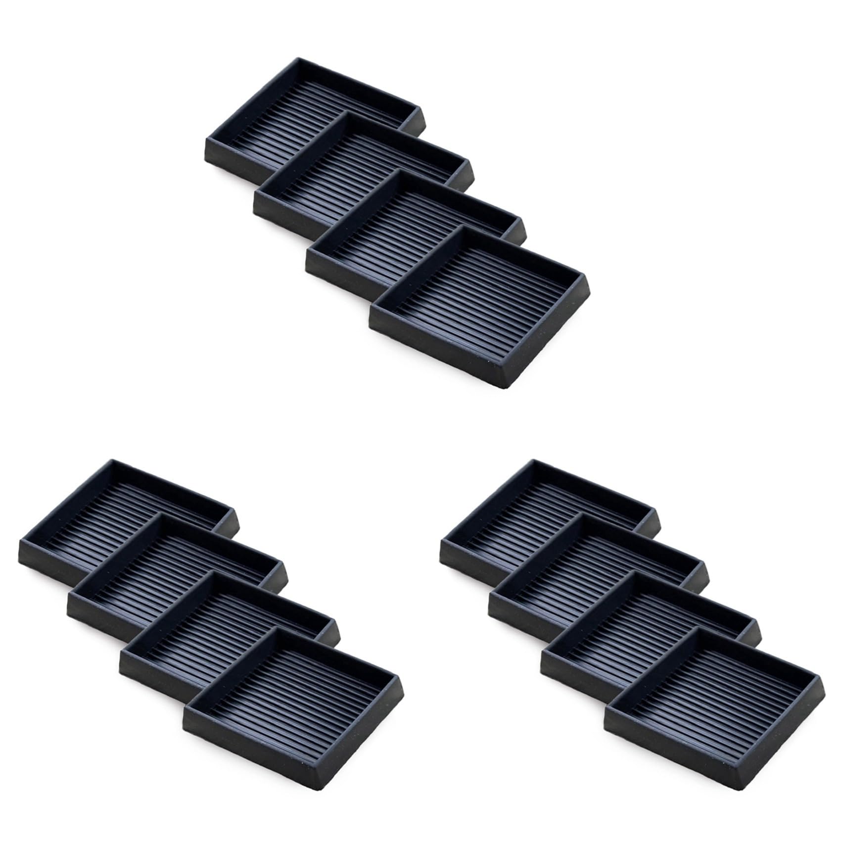 Hndhbfgrt 12Pcs Anti-Slip Furniture Pads- 3x3In Square Rubber Anti Skid Caster Cups, Leg Coasters-Couch, Chair, Bed Stoppers
