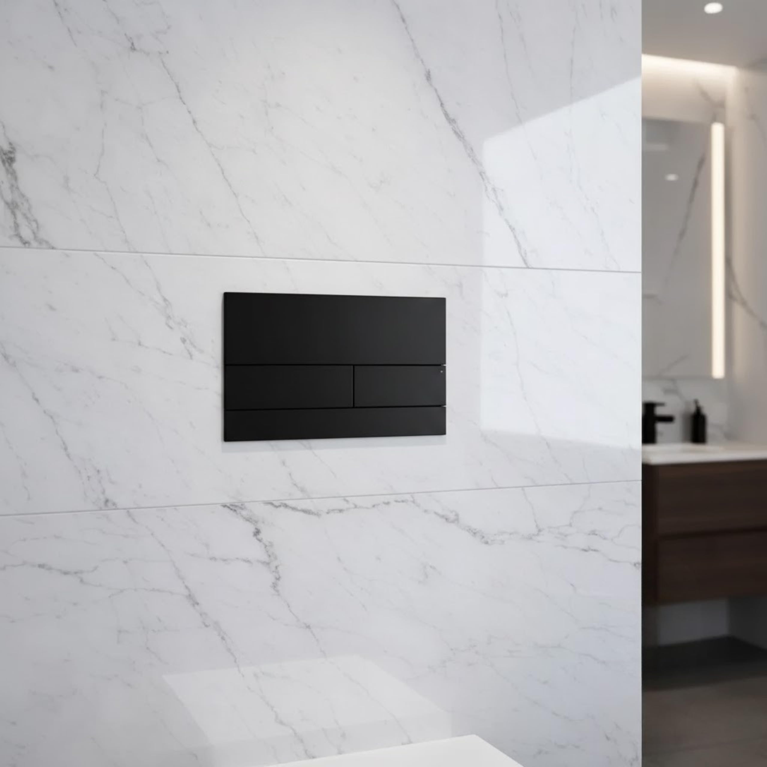 Placa de Accionamiento para WC Negro para Cisterna Empotrada | Pulsador de Doble Descarga para Inodoro | Placa de Pared para Ahorro de Agua | Diseño Moderno
