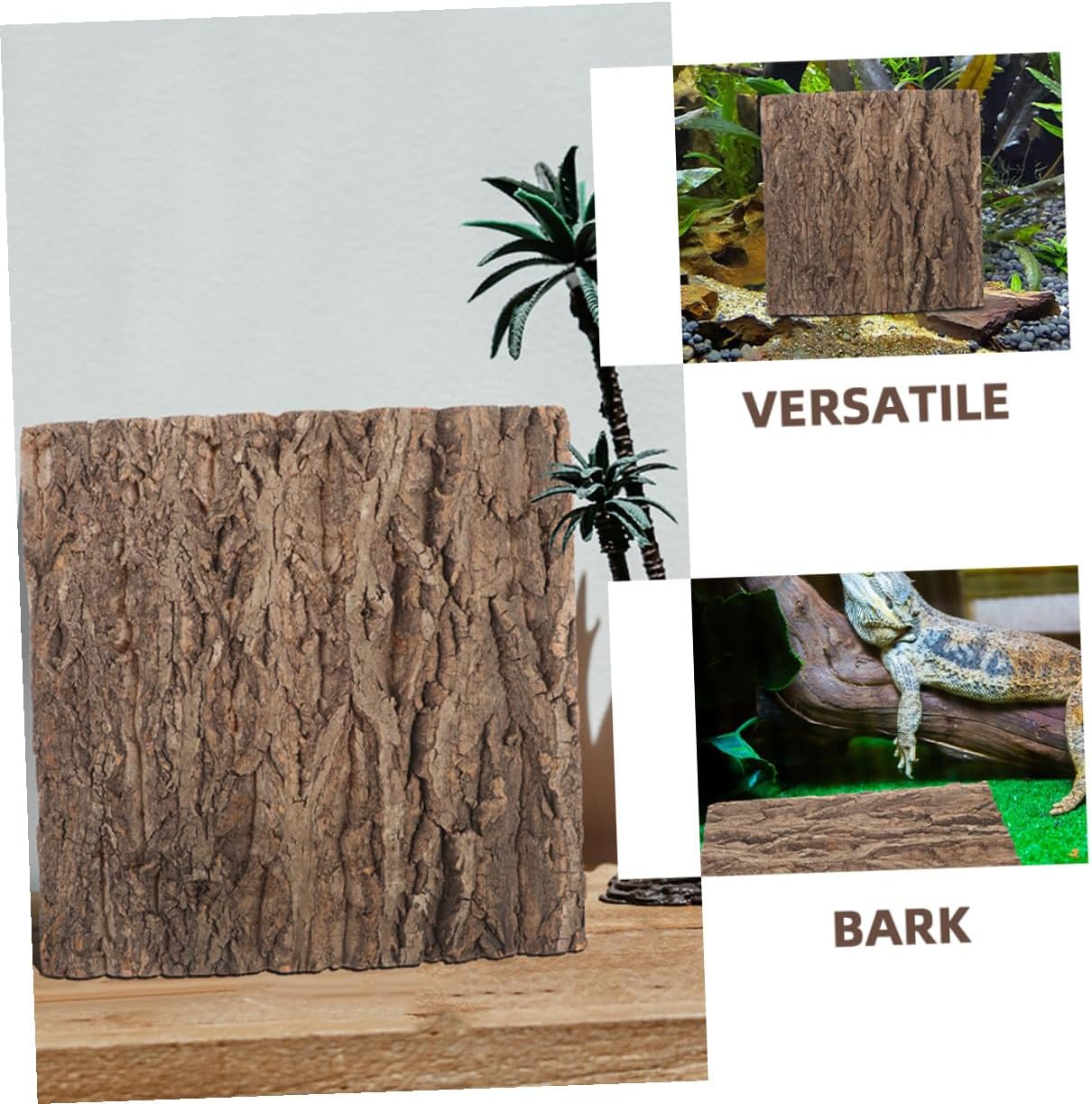 Luxshiny 2pcs Natural Cork Bark Background with Backboard Tree Bark Wall Panel for Reptile Climbing Aquarium Decoration and Green Plant Wall Accent