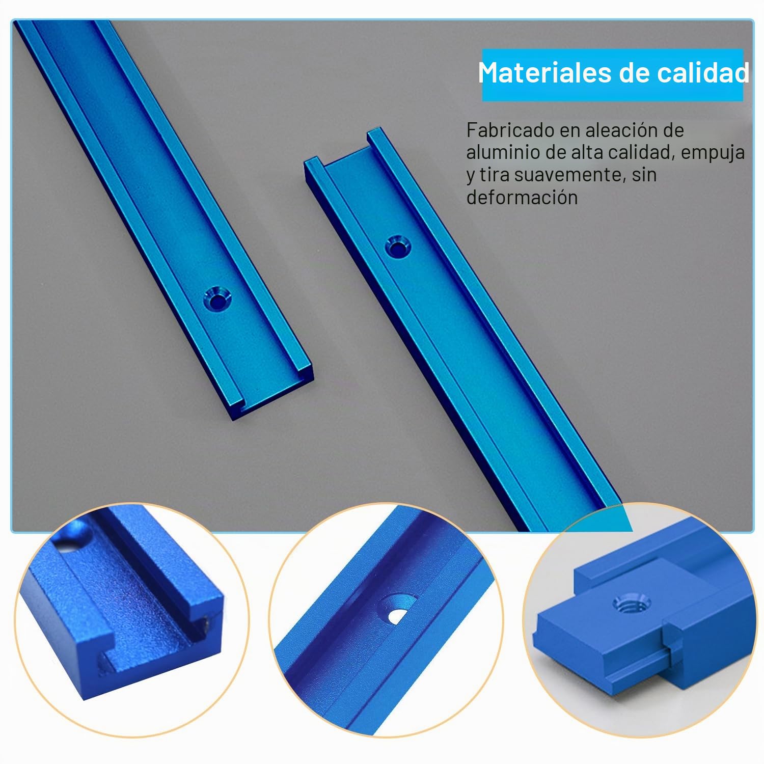 2 Piezas 400 mm Guía en T de Aluminio con M8/M6 T-Track Tuerca dDeslizante y 2 Mangos M8, Abrazaderas de Riel en T para Enrutador Sierra de Mesa para Carpintero