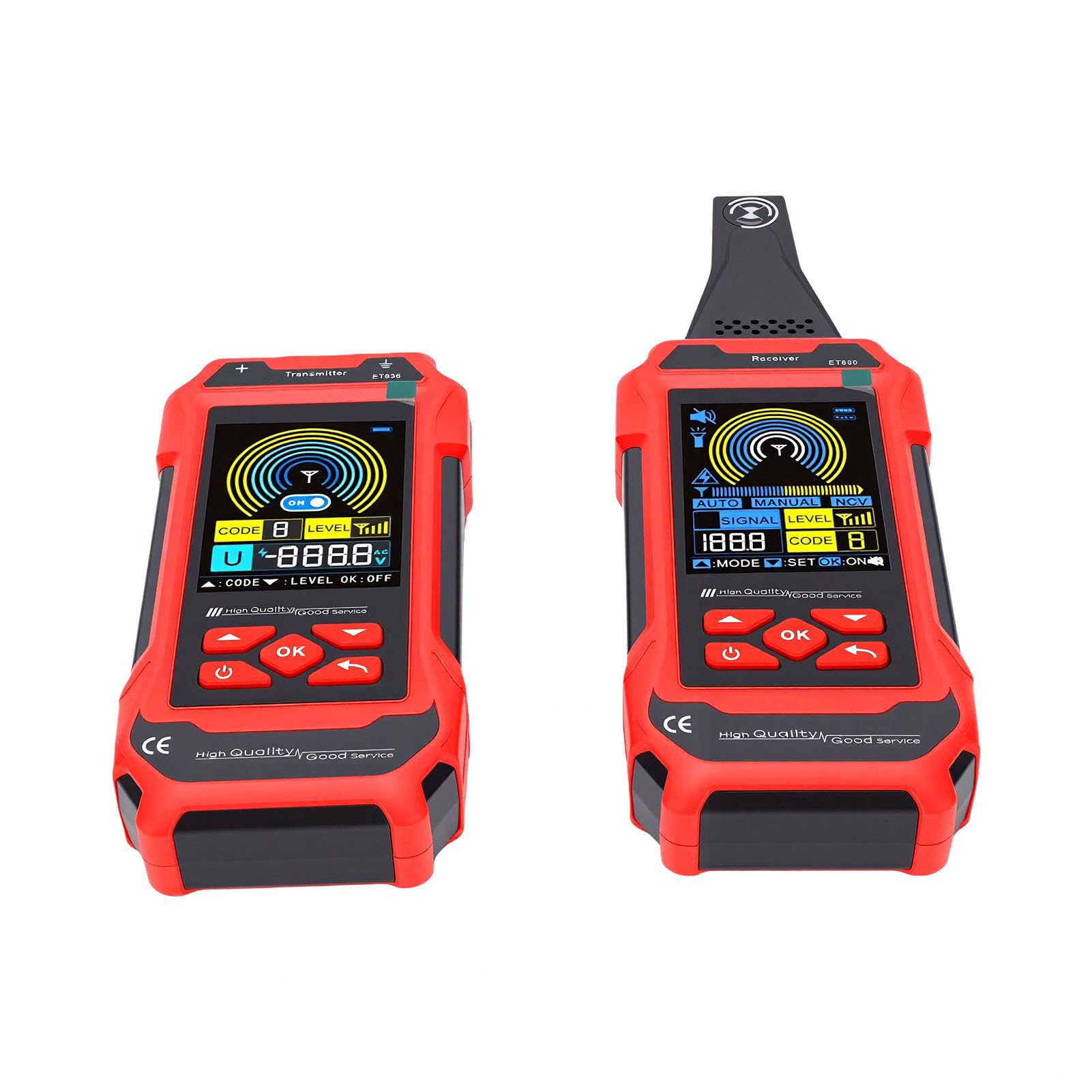 Eujgoov Localizador de Cables ET836, Detector de Cables 125kHz, Rastreador de Señales Subterráneas para Pared, Localizador de Roturas y Cortocircuitos, Probador de Tensión NCV con