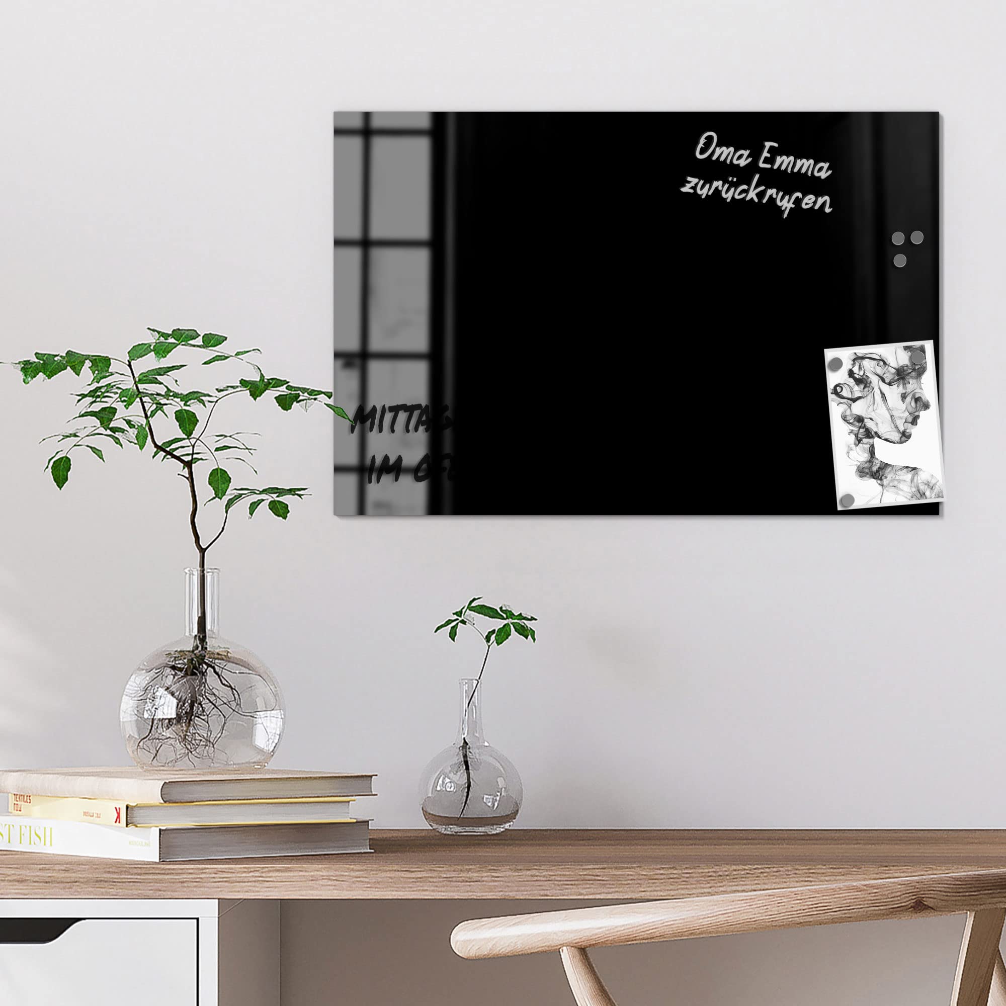 DEQORI Glas-Magnettafel 60x40 Cm – Motiv Digitalisierter Hirsch, Magnetisch & Beschreibbar