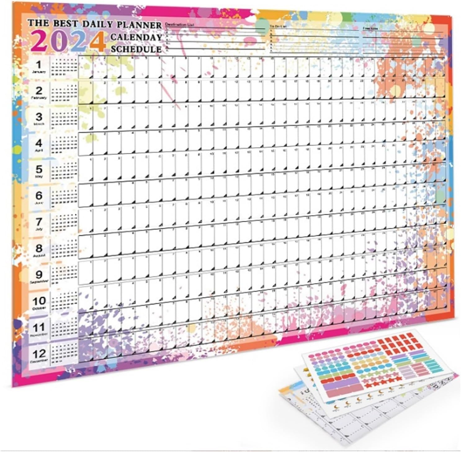 Calendario, calendario da parete, calendario 2024 calendario da parete 2024 calendario mensile 12 mesi annuale planner annuale 2024 calendario da parete calendario da ufficio (dimensioni: 2 pezzi)