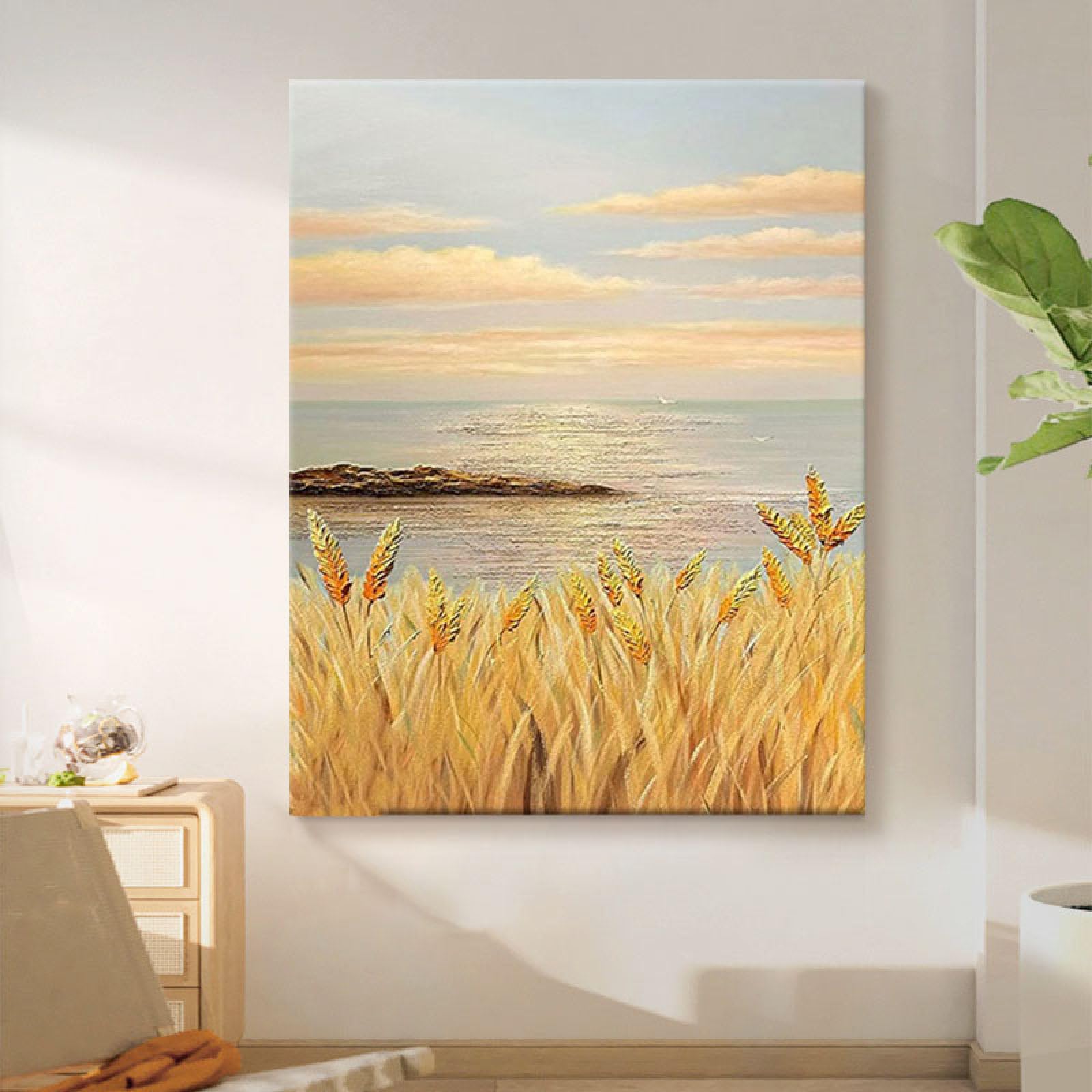 Peintures à l'huile sur toile de paysage jaune pour grand mur