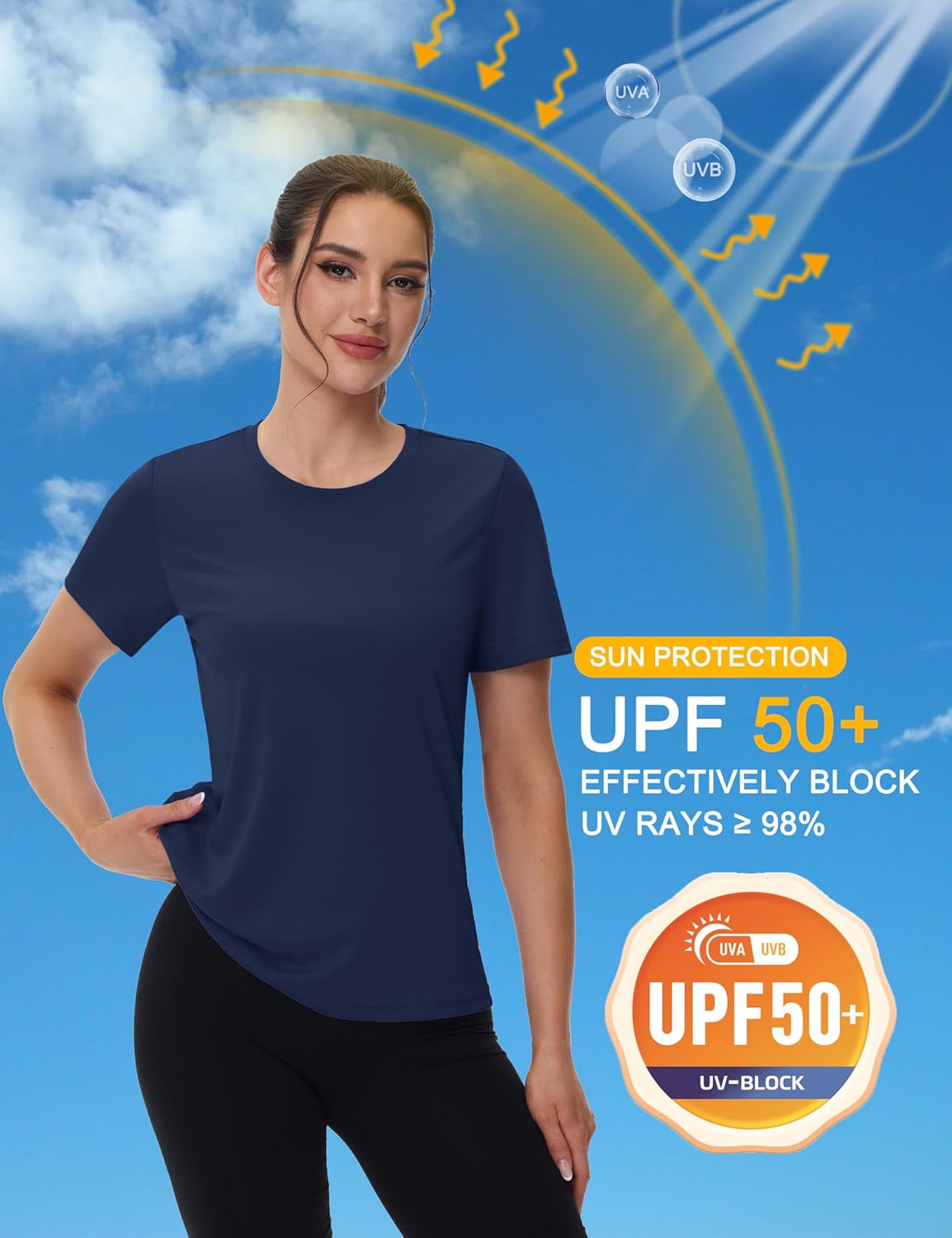 MAGCOMSEN Women's Short Sleeve T-Shirts UPF 50+ Sun Protection Quick Dry Athletic Running Workout Rash Guard Tops - Image 4