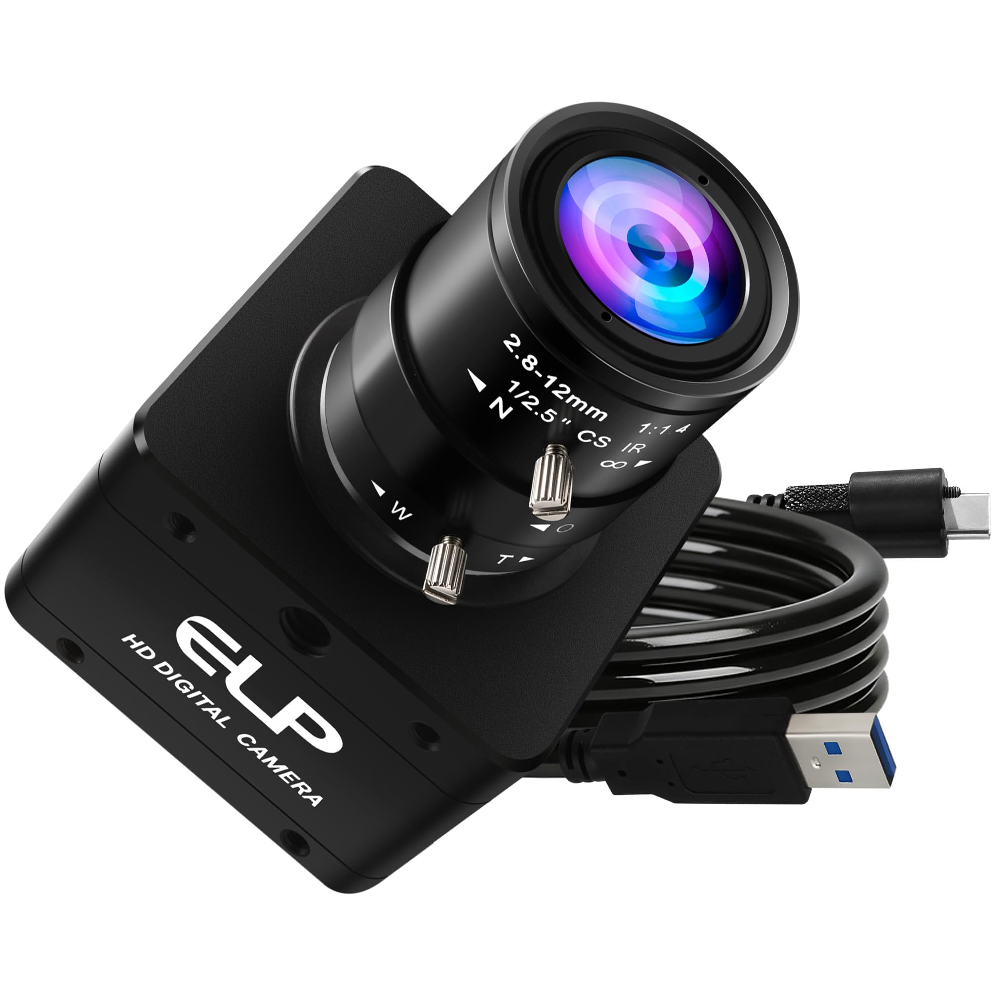 ELP High Speed Global Shutter USB3.0 Zoom Camera, 720P/200fps, 1200P/120fps, USB3.0/2.0 Manual Focus Lightburn Cameras for Windows, Linux, Mac, Pi, Fast Frame 2.8-12mm 4X Zoom AR0234 Webcam for PC-image-17
