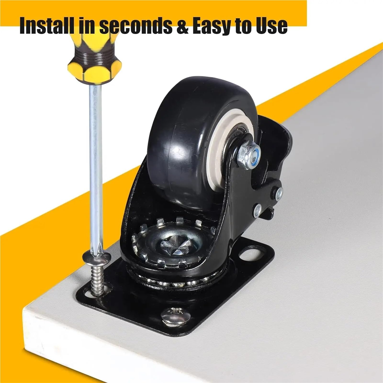 Ruote girevoli in gomma da 4 pezzi Ruote in gomma Rulli for i Ruote girevoli Ruota piroettante a 360 ° Industriale con freno Offic, Facile da Installare(4pcs,2 inch)