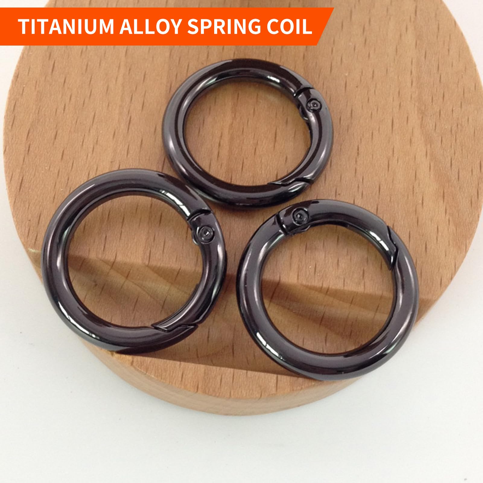BigCheer 15 stuks 33 mm karabijnhaken, rond, zwart, zeer robuust, zinklegering, ronde karabijnhaak, sleutelring, voor sleutelhanger, tas, sieraden, doe-het-zelf handwerk