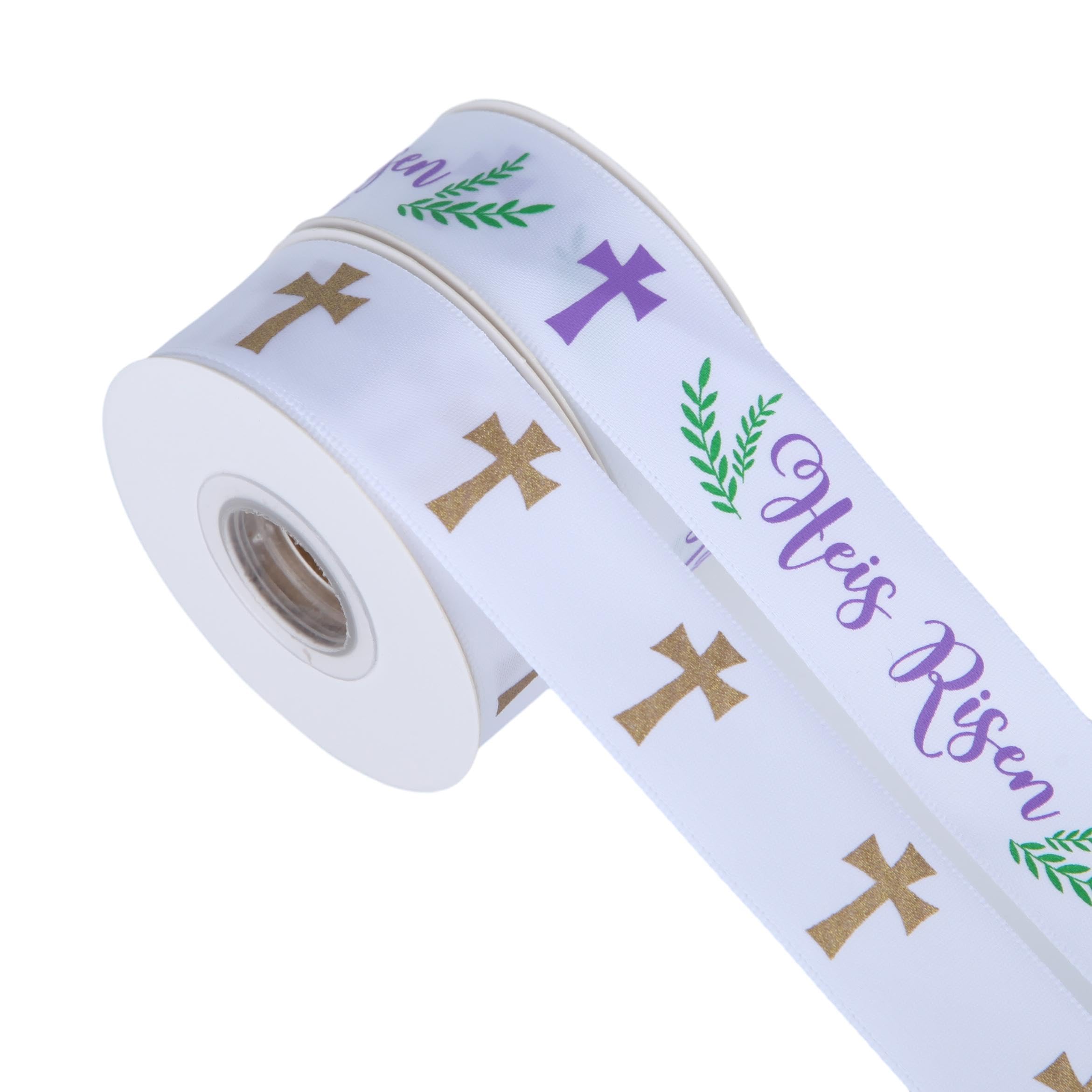 Amazon.com: Meseey 2 Rolls 7/8 Inch He is Risen Cross Religious