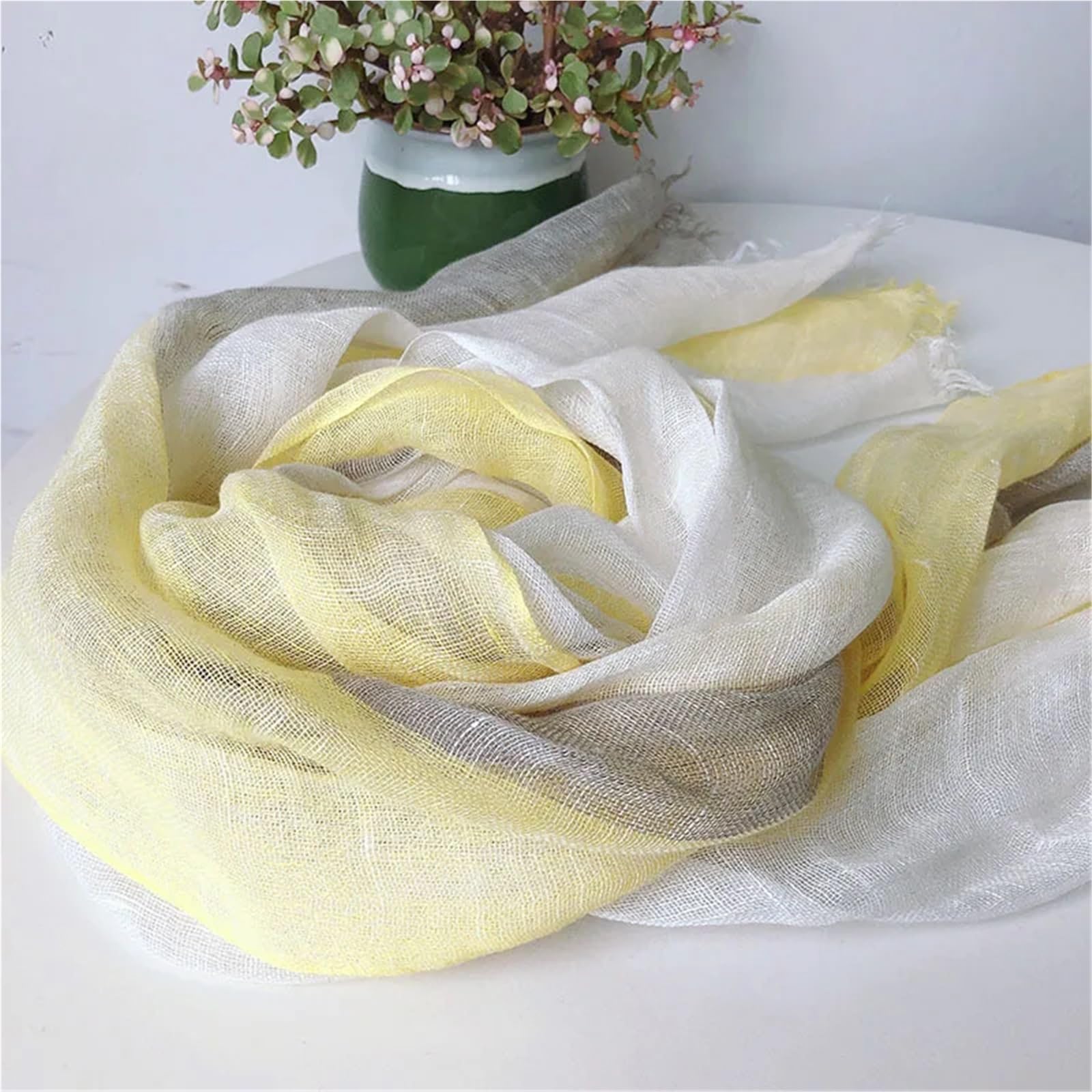 Sciarpa di Primavera Sciarpa Primaverile Sciarpa da Donna in Lino a Righe Larghe Versatile Primavera ed Estate Sciarpa Morbida
