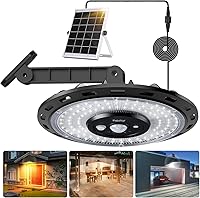 Vista 1 de Solar Light Indoor Outdoor, 3000LM Solar Shed Light Rotation Design, Waterproof 5 Modes (2 for All Day Lighting) Motion Sensor, Dimmable Remote for