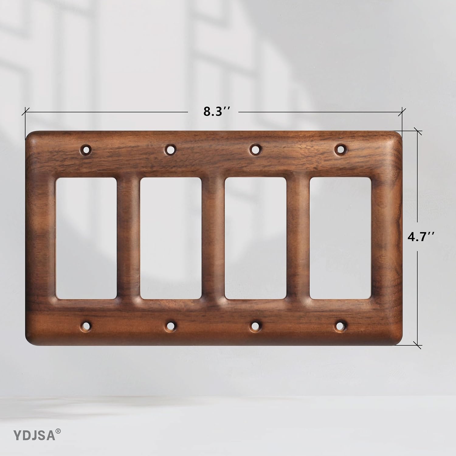Four Light Switch Cover Plate Solid North American Walnut 4-Gang Decorative Wall Plate for Stylish and Modern Interiors