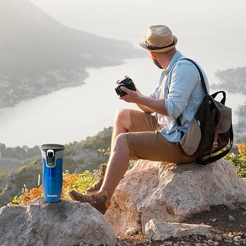 Miniatura 3 de Jomoks Thermos - Taza de viaje de café de acero inoxidable con tapa, a prueba de derrames, aislada al vacío, mantiene las bebidas calientes hasta 5