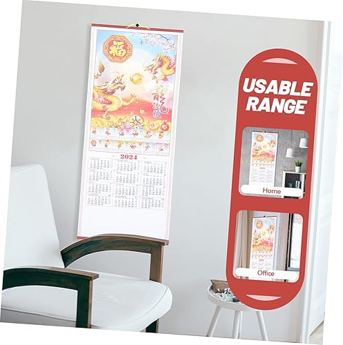 Miniatura 3 de YARNOW Calendario del año del dragón Calendario para el hogar Calendario lunar chino Calendario de pared Calendario de papel Decoración china