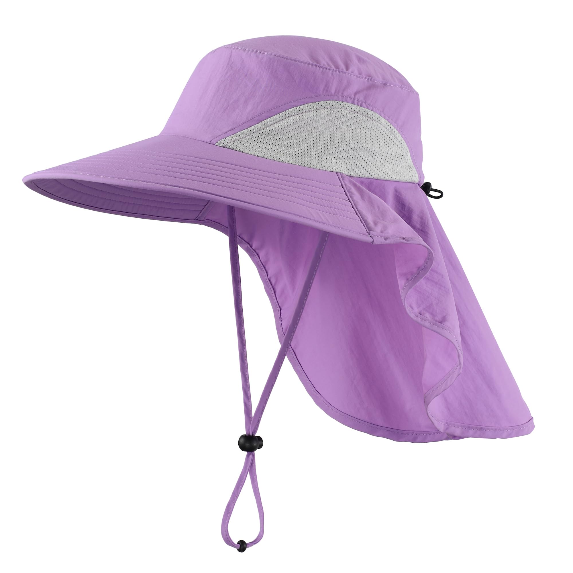 Home Prefer Outdoor UPF50+ Sun Hat Wide Brim Mesh Fishing Hat with Neck Flap, Purple, Large-X-Large