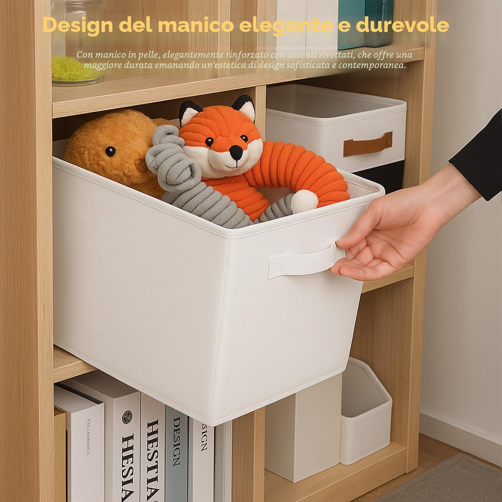 powerking Contenitori, cubi pieghevoli di stoccaggio del tessuto e cassetto organizzatore di stoccaggio del panno per armadio e giocattoli di stoccaggio, 6 Pack (Bianco)