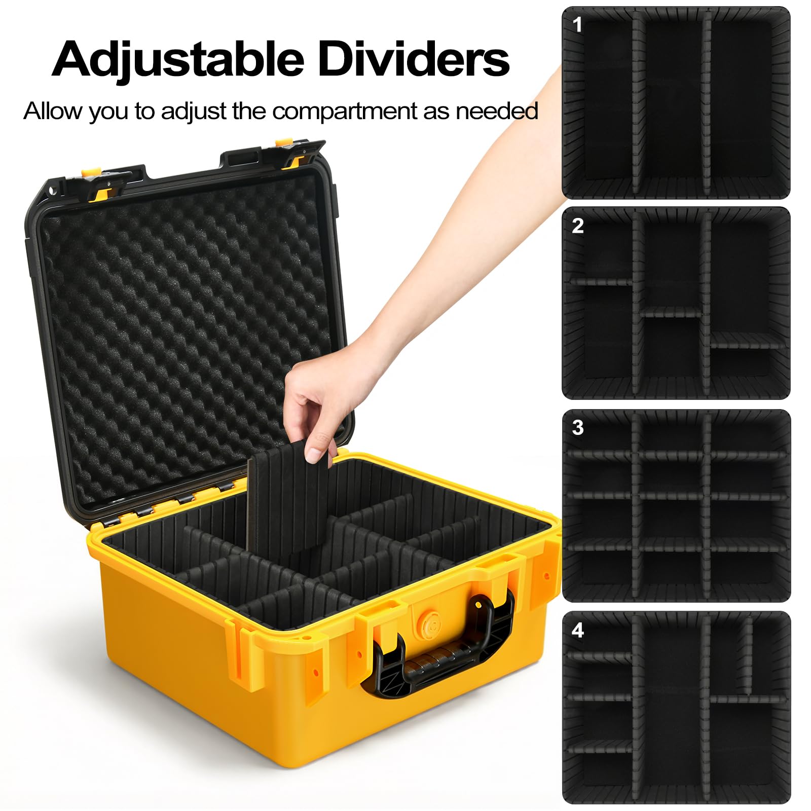 Custodia per batteria DeWalt, custodia rigida impermeabile con 9 divisori regolabili per batterie e caricabatterie da 8 V/12 V/18 V/20 V Max XR e caricabatterie, scatola organizer per batteria Dewalt