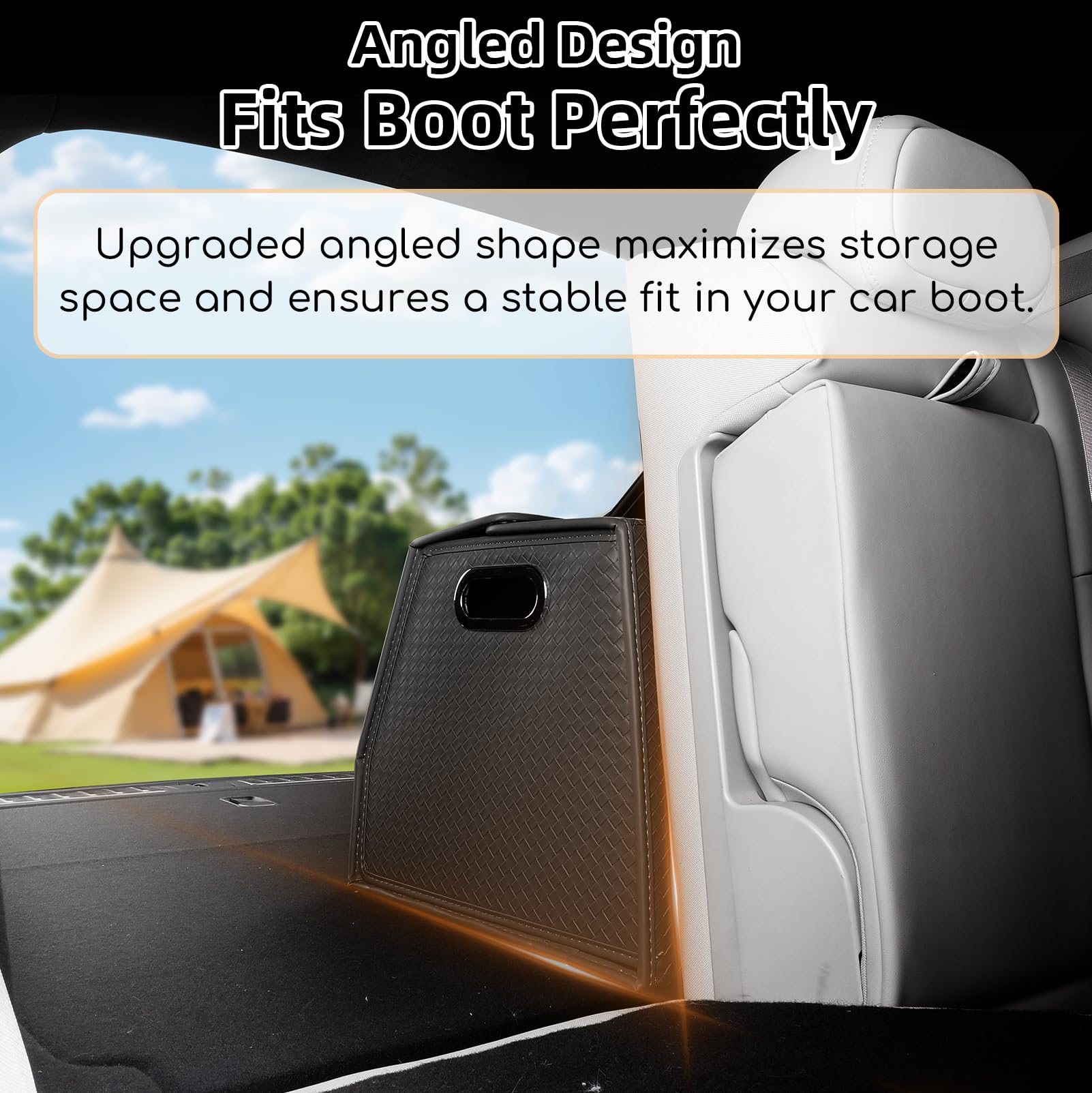 JAOGAUS Organizer per bagagliaio auto, pieghevole, grande contenitore per bagagliaio con divisorio, antiscivolo, in pelle nappa, impermeabile, per auto, SUV a casa
