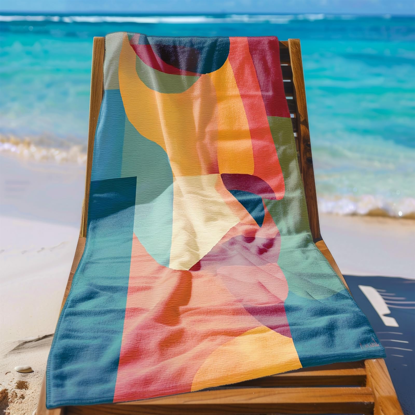 Telo Mare Microfibra 210x230 Geometria Gialla Chiara Telo Spiaggia Grande Antisabbia,XXL Asciugamano Mare, Asciugatura Rapida, Stuoia Spiaggia Leggero E Portatile