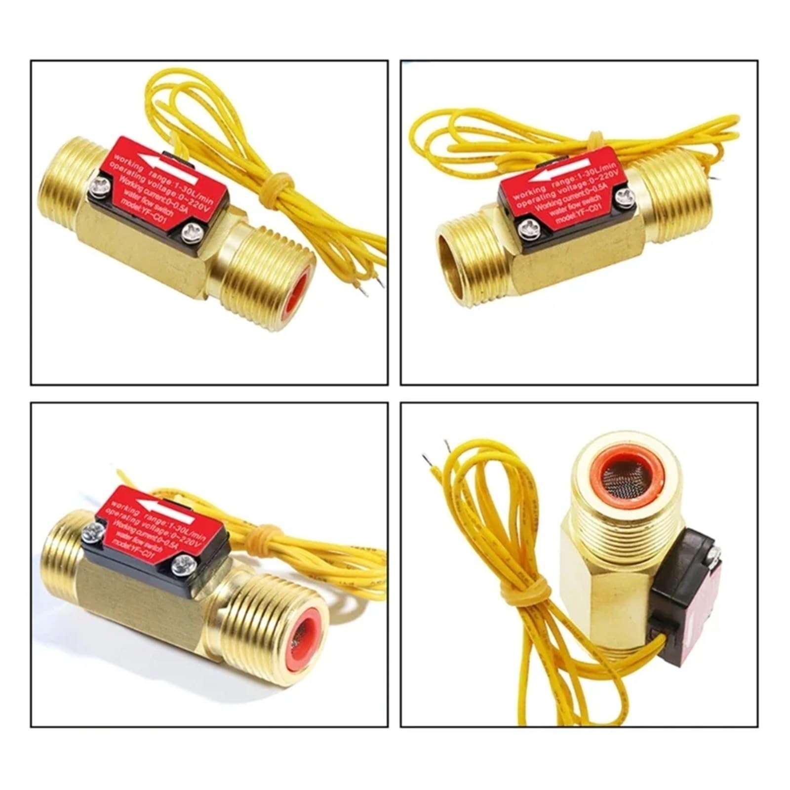Medidor de agua fría para jardín y hogar. Sensor De Caudalímetro Con Interruptor Agua 4 Puntos Efecto, 1,5-30 L/min, Rosca Macho