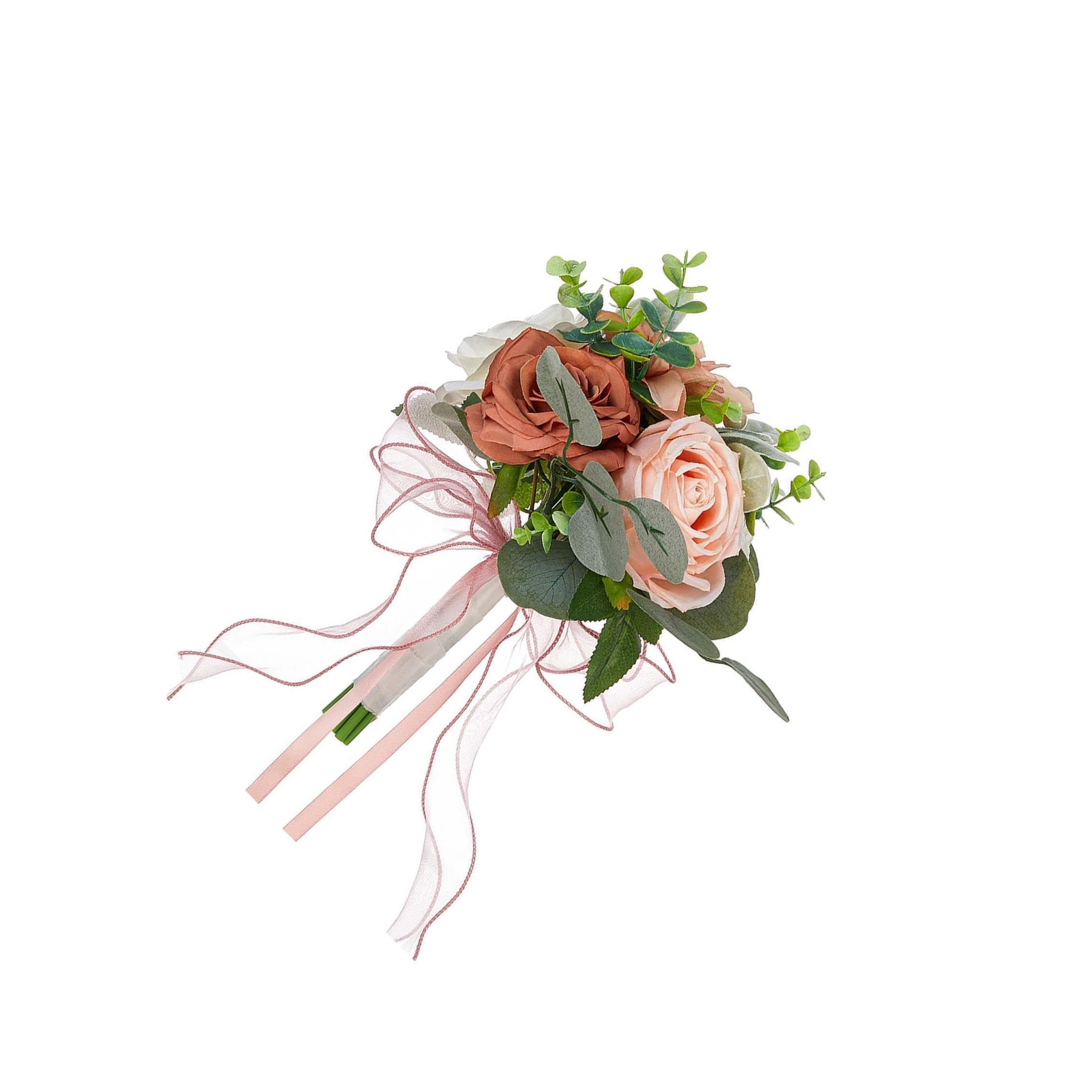 Quxvuis Exquisite Elaborately Designed Bridal Bouquet Containing Lifelike Eucalyptus Roses Elegant Wedding Celebrations Artificial Wedding Bouquet Bride