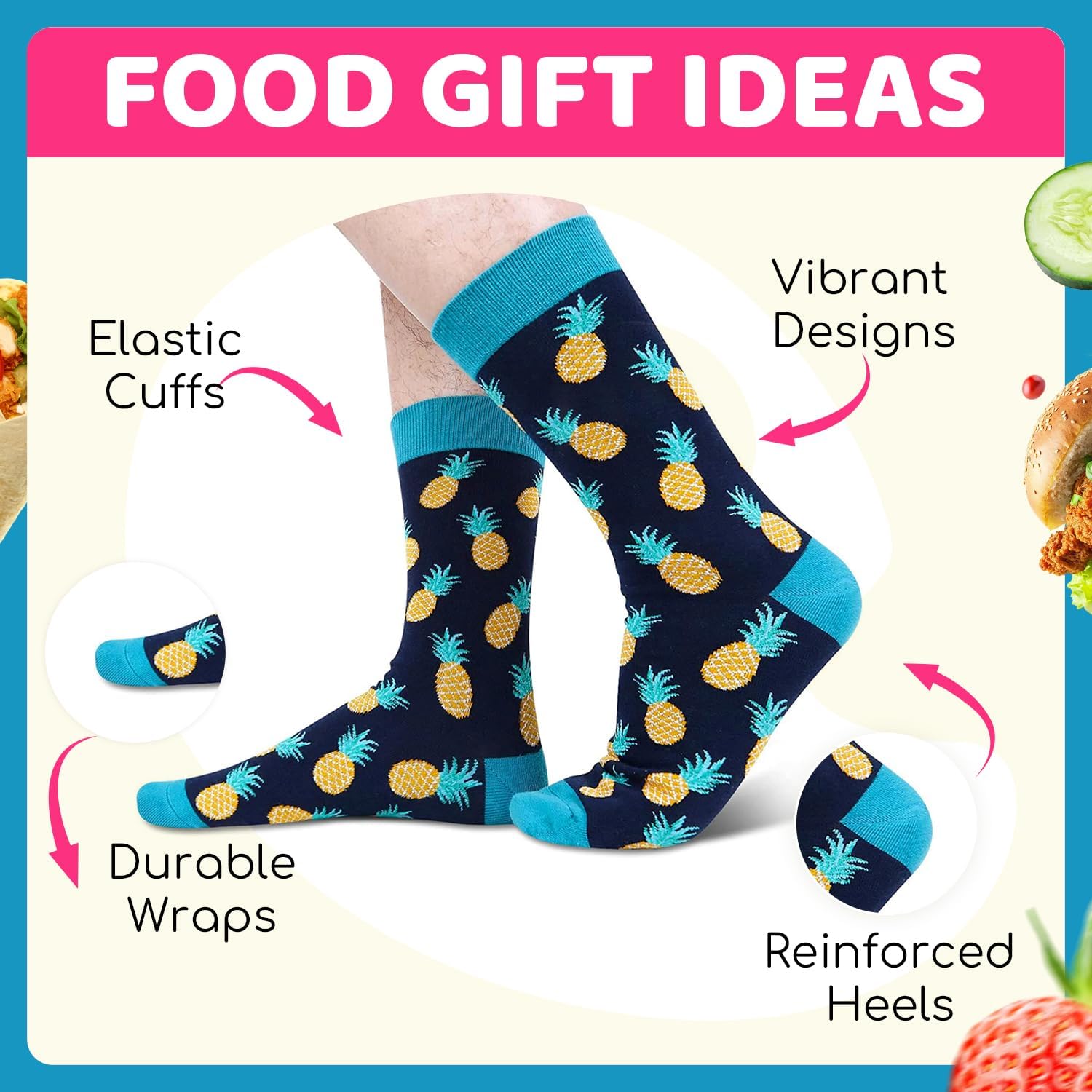 Funny Food Socks for Men - Pickle Pineapple Gifts for Teen Boys - Image 3