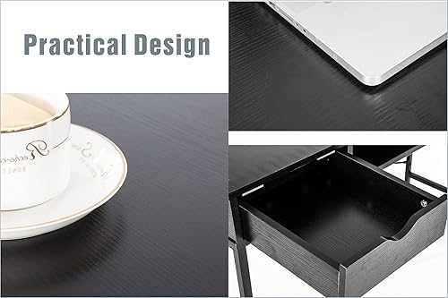 Miniatura 5 de JJS Escritorio de 48 pies con cajones, contemporáneo para oficina en casa, gran estación de trabajo para computadora portátil con almacenamiento,