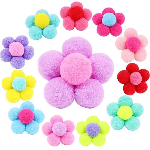 Miniatura 7 de 16 lazos para el pelo con pompones para niñas, suaves y esponjosos, bandas para el pelo con pompones para niños pequeños
