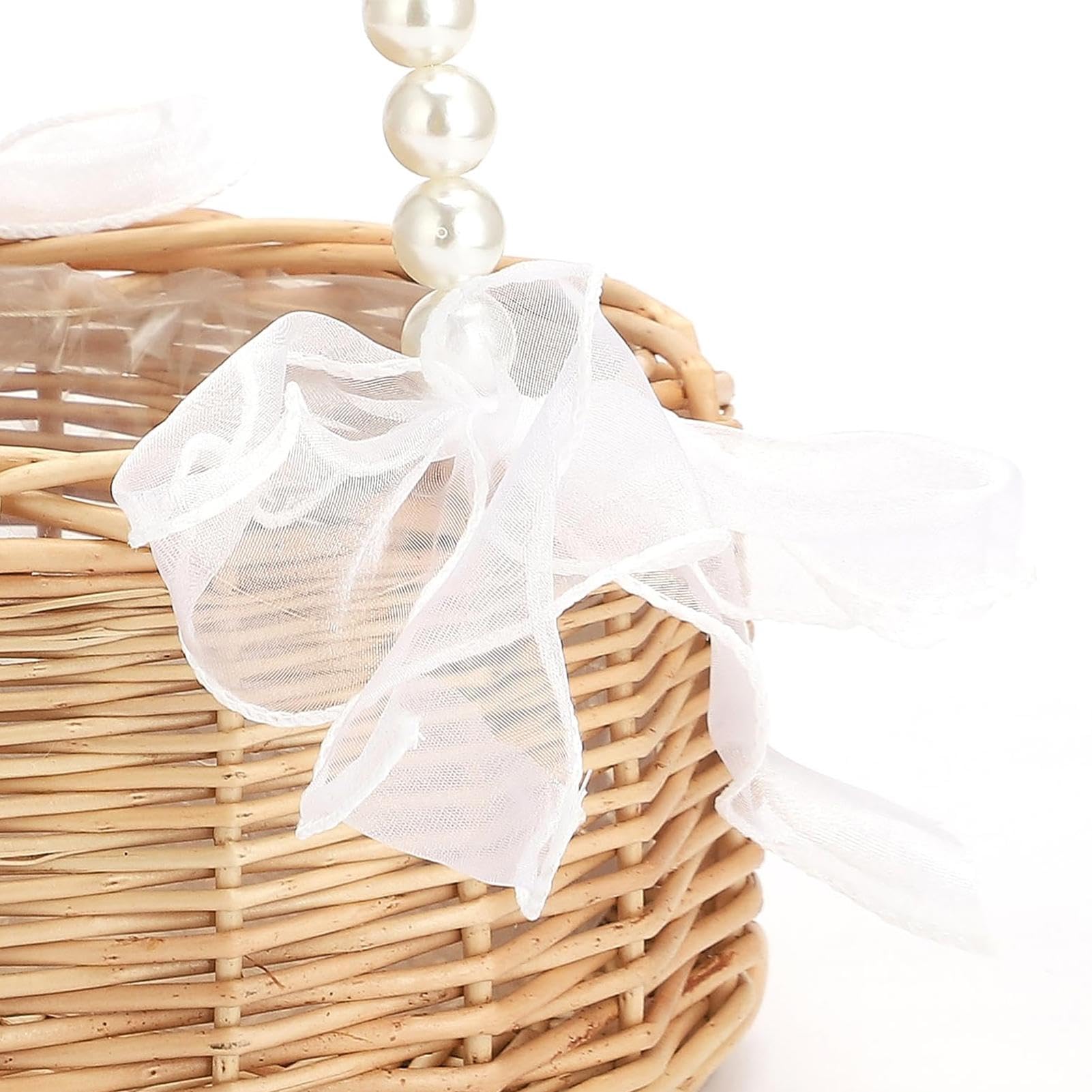 Povxlum Panier de Fleurs, Panier Osier, Panier Pique Nique, Panier de Paques, Panier en Osier Avec Anse, Joli Panier Tissé à la Main en Perles pour Mariage, Fête, Maison, Jardind Povxlum Panier de Fleurs, Panier Osier, Panier Pique Nique, Panier de Paques, Panier en Osier Avec Anse, Joli Panier Tissé à la Main en Perles pour Mariage, Fête, Maison, Jardind