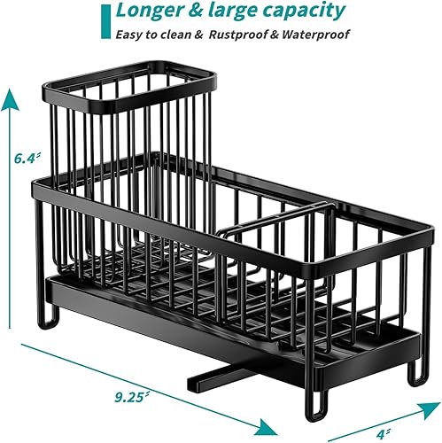 Miniatura 3 de ARTLEO Soporte para esponja de cocina, organizador de fregadero con soporte para cepillos de platos, soporte para cepillos de cocina a prueba de
