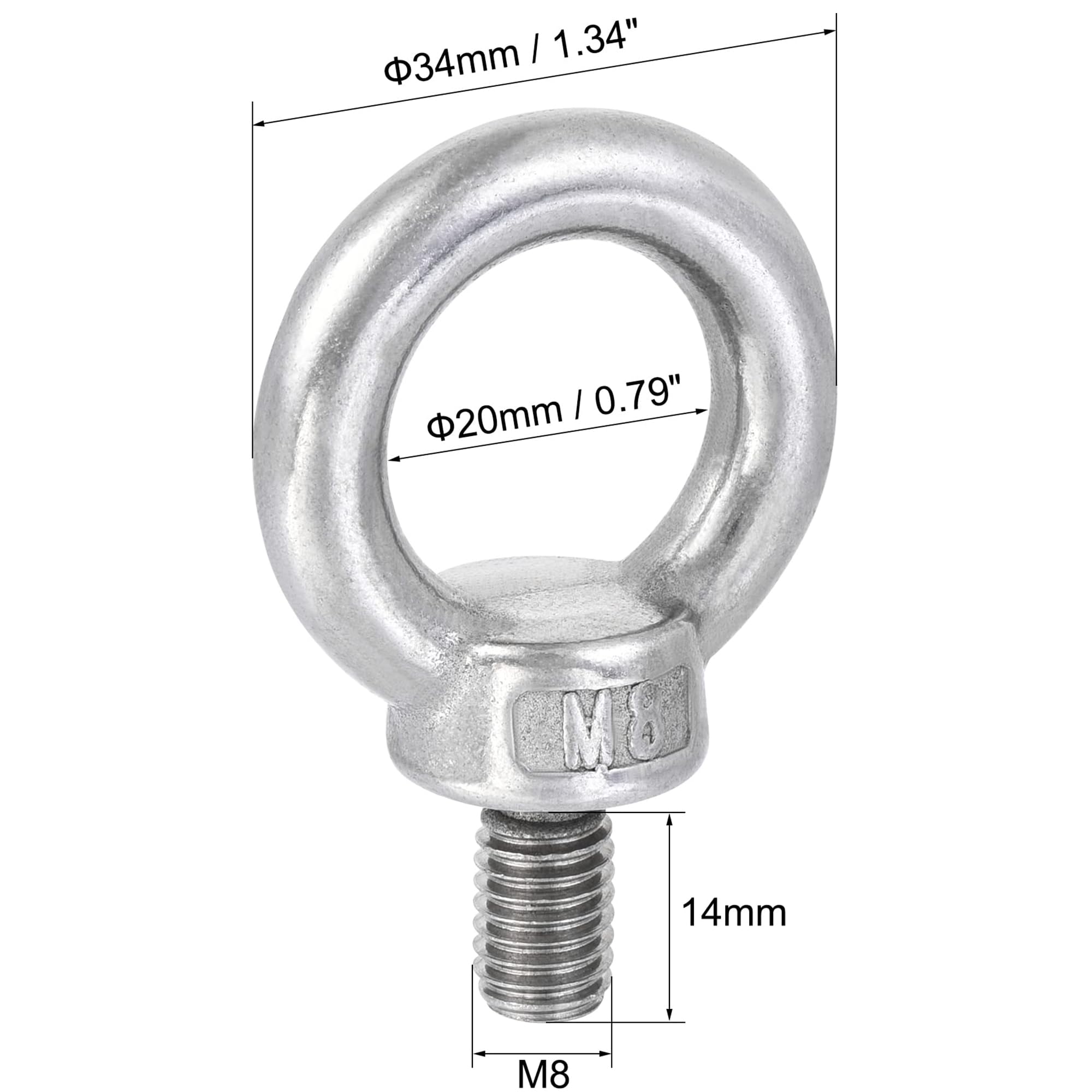 TA-VIGOR 4Pcs M8 x 14mm Lifting Long Eye Bolt, 304 Stainless Steel Wall Expansion Anchor Bolts - Image 2