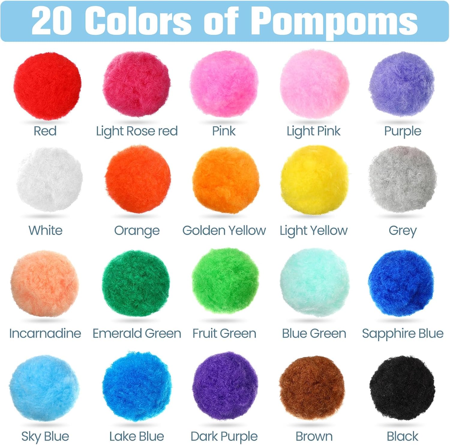 400 Pcs Multicolor Pom Poms for Crafts 1.5 Inch Fuzzy Craft Pompoms Balls for Family Classroom DIY Creative Christmas Decorations