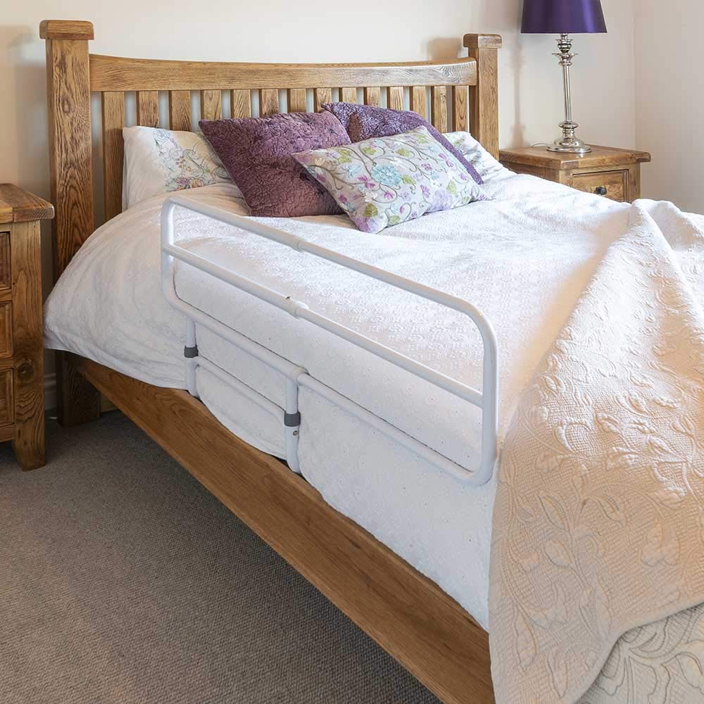 NRS Healthcare P42434 - Barandilla de Cama Plegable y de fácil fijación Blanca, sustituye a la barandilla de Cama Nottingham Nightguard SMSIT-P42434