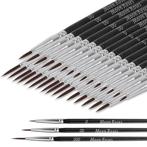 Moon Roses 30 Pcs Miniature Detail Paint Brush Set, 3rd