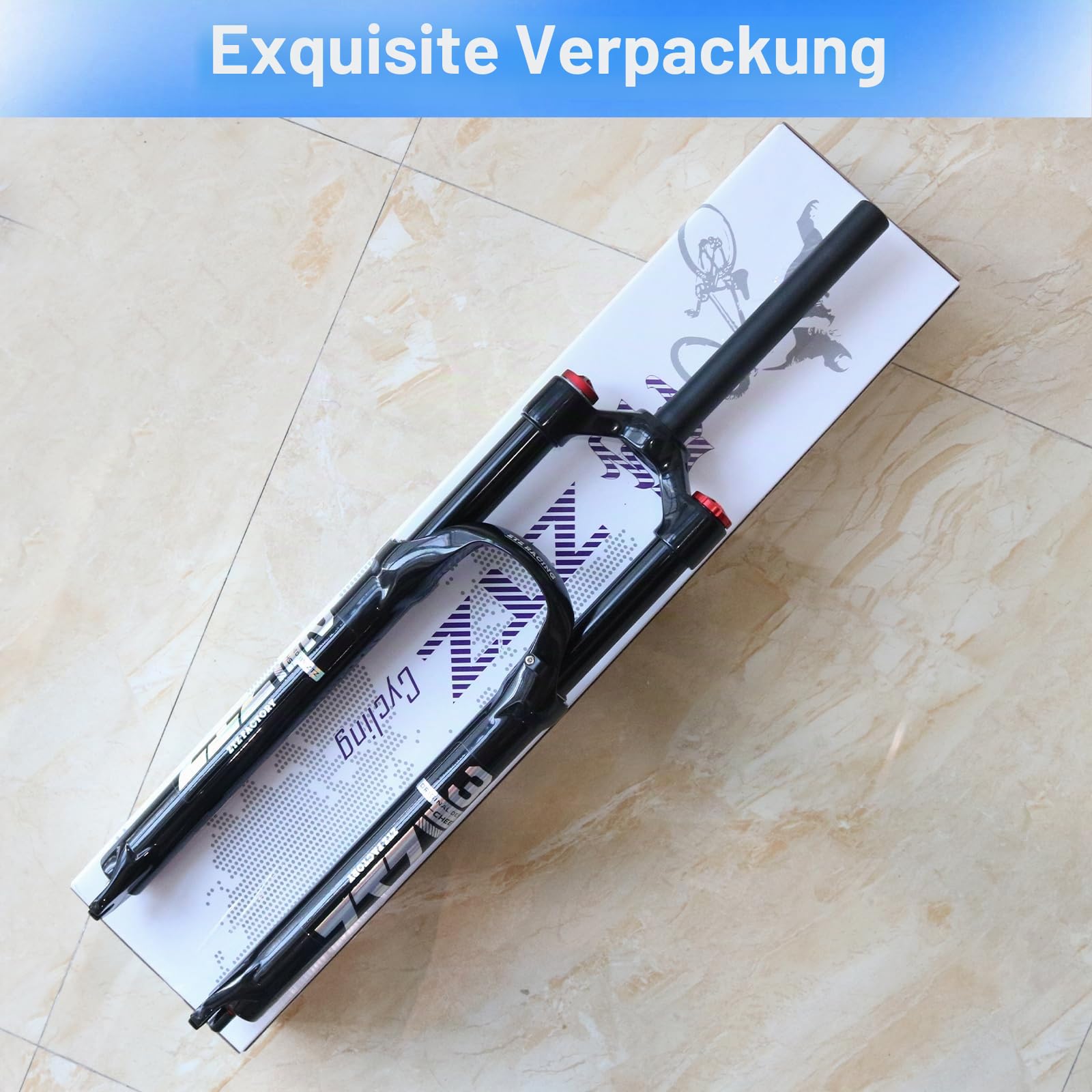 26/27,5/29 Zoll MTB-Doppel-Luftfedergabel, 1 1/8 gerader Rohrdurchmesser, 120 mm Federweg, Schnellspanner 9 mm × 100 mm, manuelle Sperre, leichte Vorderradgabel für XC/AM-Mountainbikes