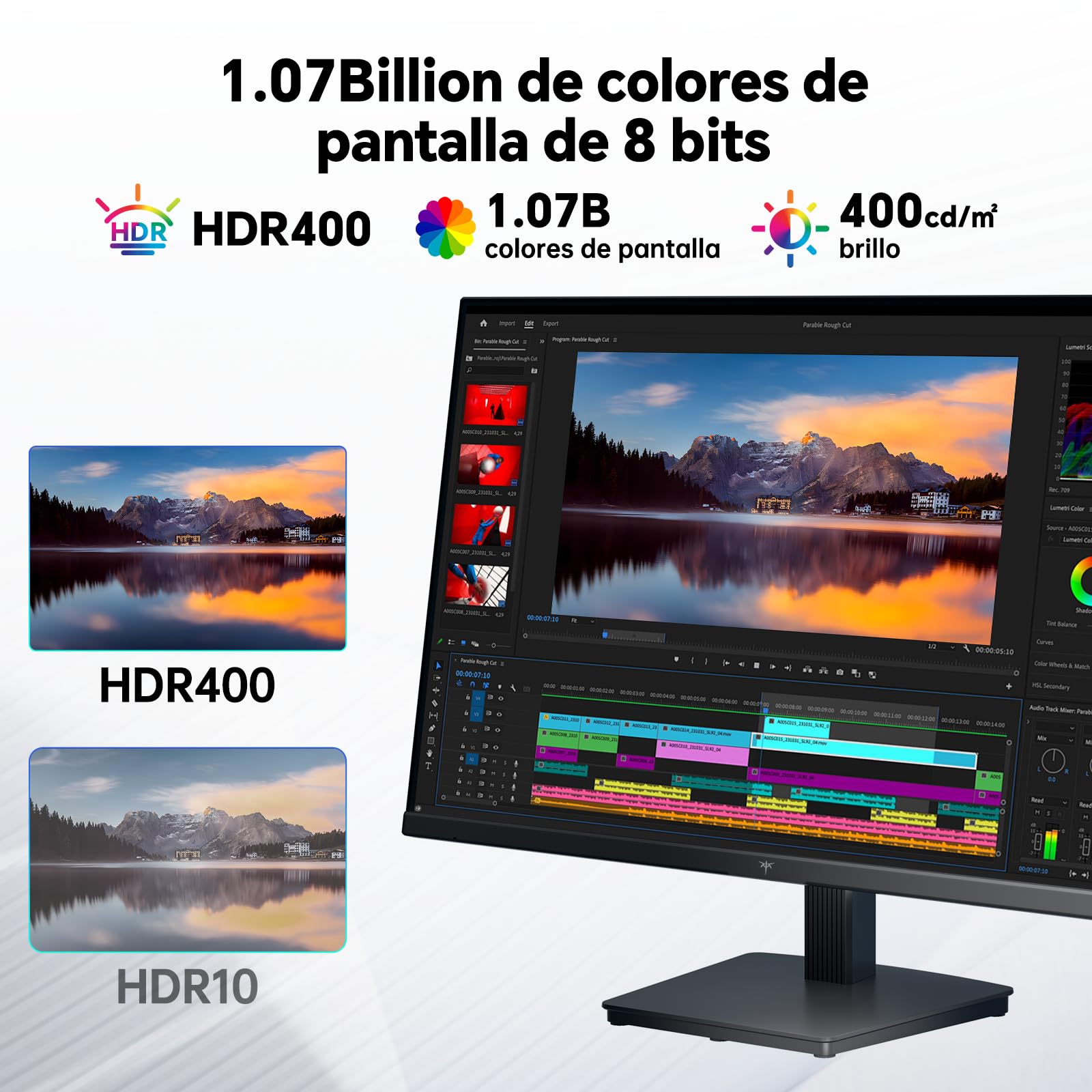 KTC Monitor 4K de 27 Pulgadas | UHD@60Hz | 1,07 Mil Millones de Colores, 133% sRGB, 100% DCI-P3, ΔE＜2 | Brillo 400 CD/㎡, HDR400 | VESA | Hardware Anti-Luz Azul | 2 x HDMI 2.0, 1 x DP 1.4 | H27P27