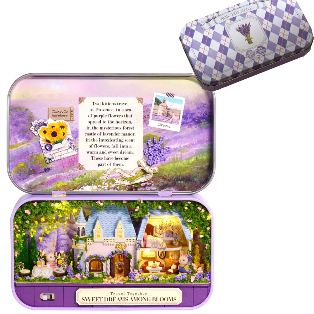 3D Iron Box Theater Series Dollhouse Kit Miniature Scenes Landscape Scenery Architectural Model Creative Birthday Festival Gifts for Friends, Family